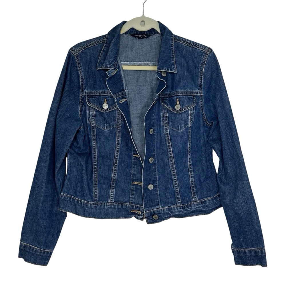 Lands’ End Cotton Medium Wash Versatile Closet Staple Denim Trucker Jacket M
